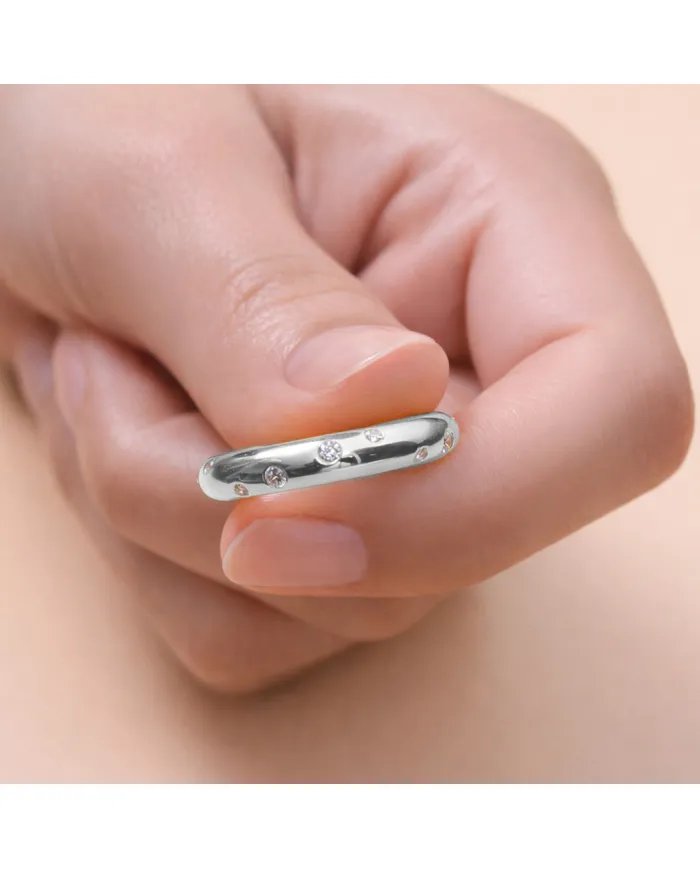 Swarovski Crystal Dot Ring - 925 Sterling Silver Handmade Jewelry