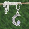 Half Moon Pendant, Charm Pendant, 925 Silver Pendant, Moonstone Pendant, Pendant with Chain, Love Pendant, Crescent Moon Pendant