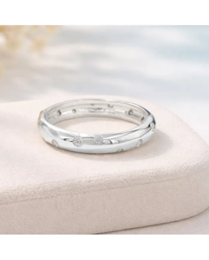 Swarovski Crystal Dot Ring - 925 Sterling Silver Handmade Jewelry