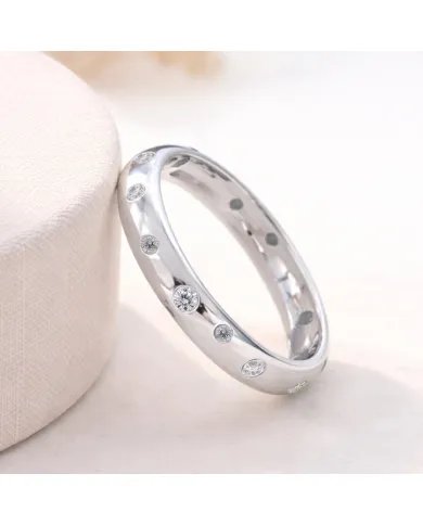 Swarovski Crystal Dot Ring - 925 Sterling Silver Handmade Jewelry