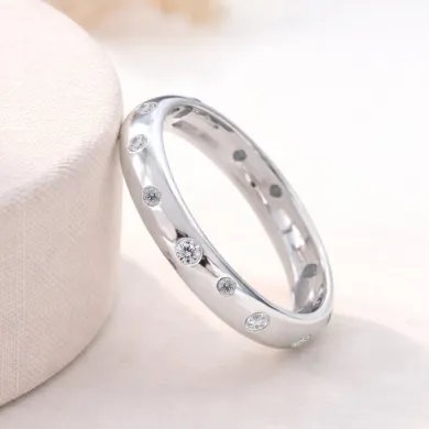 Swarovski Crystal Dot Ring - 925 Sterling Silver Handmade Jewelry