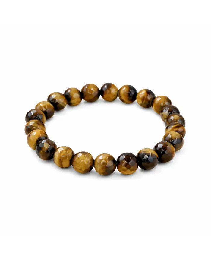 Tiger Eye Beads Bracelet for Men & Women - Stretchable Healing Crystal