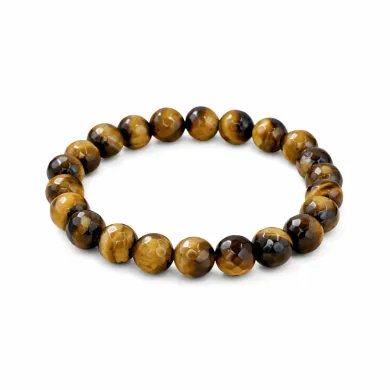 Tiger Eye Beads Bracelet for Men & Women - Stretchable Healing Crystal