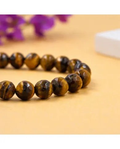 Tiger Eye Beads Bracelet for Men & Women - Stretchable Healing Crystal