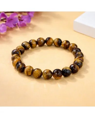 Tiger Eye Beads Bracelet for Men & Women - Stretchable Healing Crystal