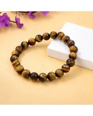 Tiger Eye Beads Bracelet for Men & Women - Stretchable Healing Crystal