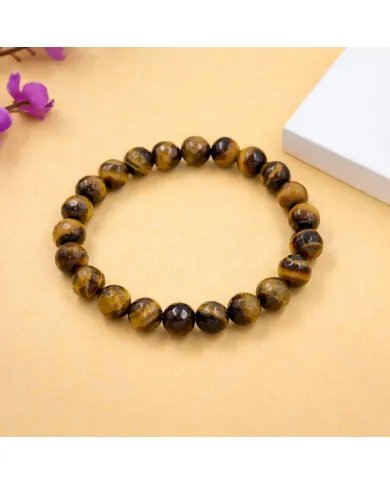 Tiger Eye Beads Bracelet for Men & Women - Stretchable Healing Crystal
