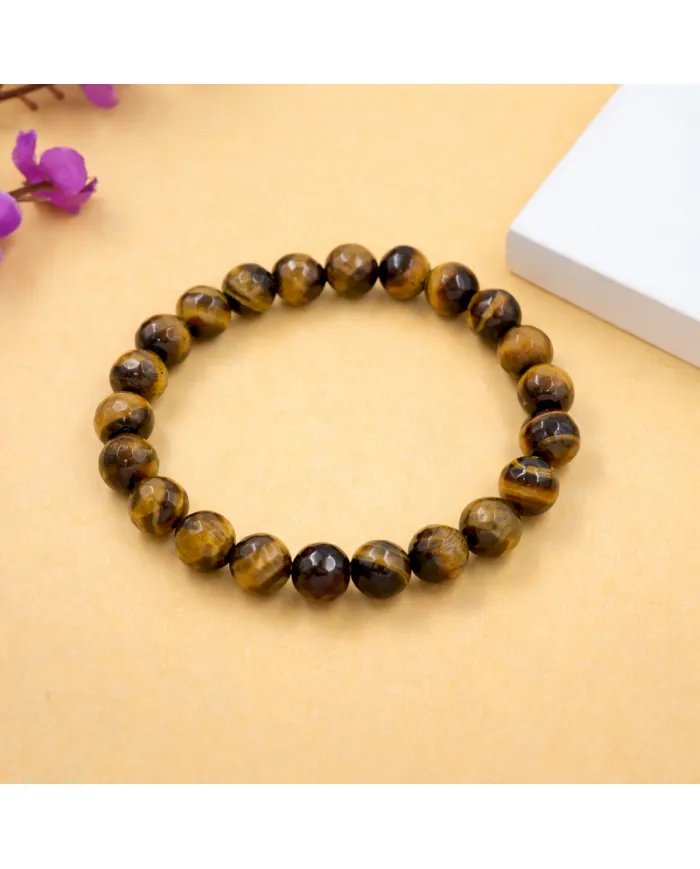 Tiger Eye Beads Bracelet for Men & Women - Stretchable Healing Crystal