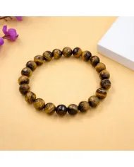 Tiger Eye Beads Bracelet for Men & Women - Stretchable Healing Crystal