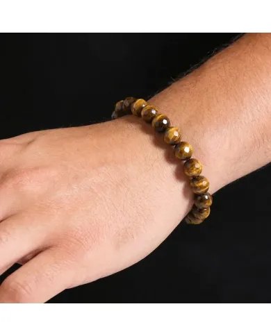 Tiger Eye Beads Bracelet for Men & Women - Stretchable Healing Crystal