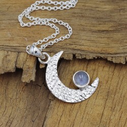 Half Moon Pendant, Charm Pendant, 925 Silver Pendant, Moonstone Pendant, Pendant with Chain, Love Pendant, Crescent Moon Pendant