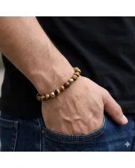 Hematite Pyrite & Tiger Eye 8mm  Beads Bracelet – Stretchable Jewelry