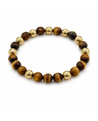 Hematite Pyrite & Tiger Eye 8mm  Beads Bracelet – Stretchable Jewelry