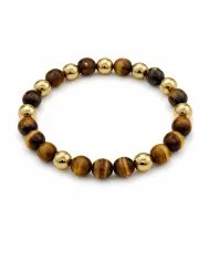 Tiger Eye Beads Bracelet for Men & Women - Stretchable Healing Crystal