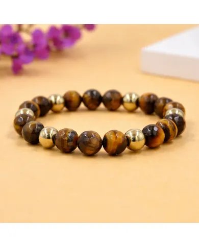 Hematite Pyrite & Tiger Eye 8mm  Beads Bracelet – Stretchable Jewelry