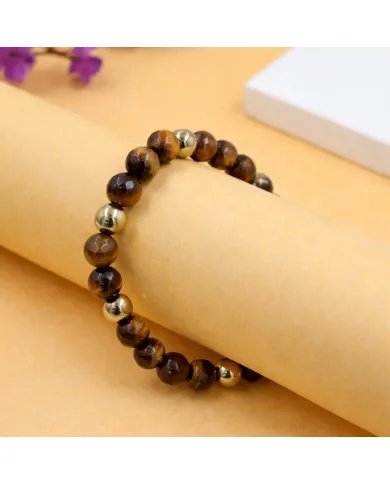 Hematite Pyrite & Tiger Eye 8mm  Beads Bracelet – Stretchable Jewelry