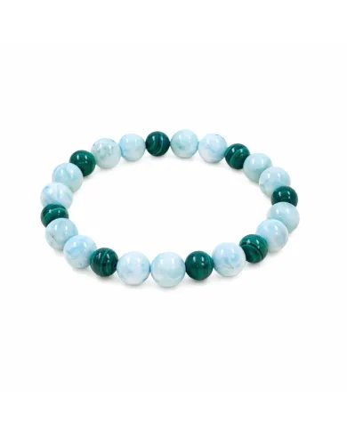 Larimar & Malachite Beads Bracelet - Stretchable Jewelry for Men & Women