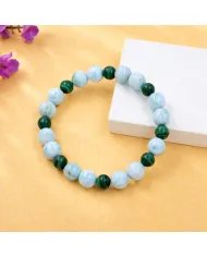 Larimar & Malachite Beads Bracelet - Stretchable Jewelry for Men & Women