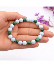 Larimar & Malachite Beads Bracelet - Stretchable Jewelry for Men & Women