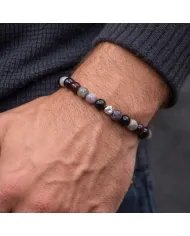 925 Silver Heart Tourmaline Bracelet – 8mm Beads Stretchable Jewelry