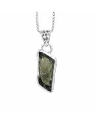 Raw Moldavite Pendant  - 925 Sterling Silver Handmade Gemstone Jewelry