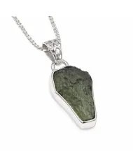 Raw Moldavite Pendant  - 925 Sterling Silver Handmade Gemstone Jewelry