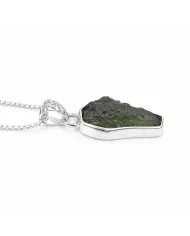 Raw Moldavite Pendant  - 925 Sterling Silver Handmade Gemstone Jewelry