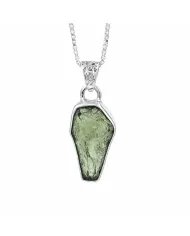 Raw Moldavite Pendant  - 925 Sterling Silver Handmade Gemstone Jewelry