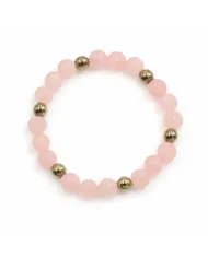 Rose Quartz & Hematite Pyrite Beads Bracelet -Stretchable Jewelry