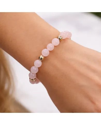 Rose Quartz & Hematite Pyrite Beads Bracelet -Stretchable Jewelry