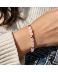 Rose Quartz & Hematite Pyrite Beads Bracelet -Stretchable Jewelry