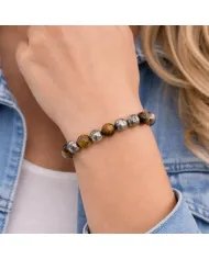 Pyrite & Tiger Eye Beads Bracelet - Handmade Stretchable Jewelry