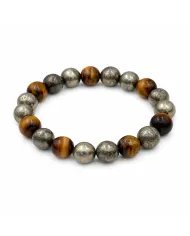 Rose Quartz & Hematite Pyrite Beads Bracelet -Stretchable Jewelry