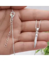 925 Silver Spike Necklace – Sleek Bullet Pendant on Chain Jewelry