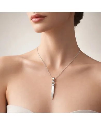925 Silver Spike Necklace – Sleek Bullet Pendant on Chain Jewelry
