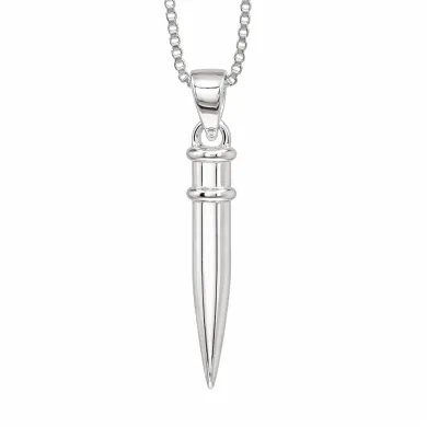 925 Silver Spike Necklace – Sleek Bullet Pendant on Chain Jewelry