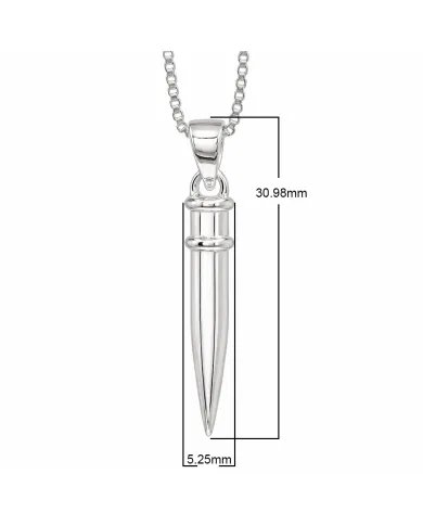 925 Silver Spike Necklace – Sleek Bullet Pendant on Chain Jewelry