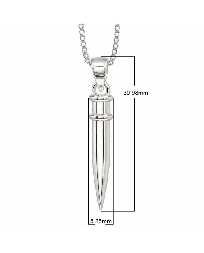 925 Silver Spike Necklace – Sleek Bullet Pendant on Chain Jewelry