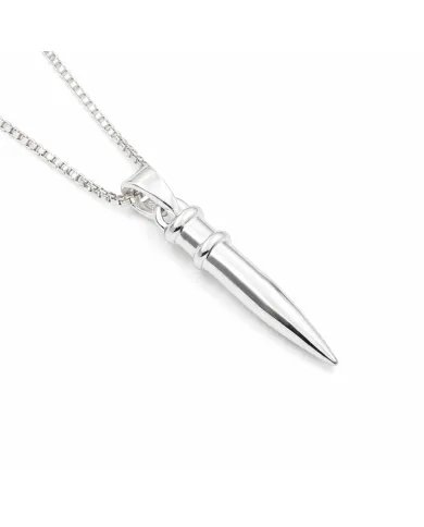 925 Silver Spike Necklace – Sleek Bullet Pendant on Chain Jewelry