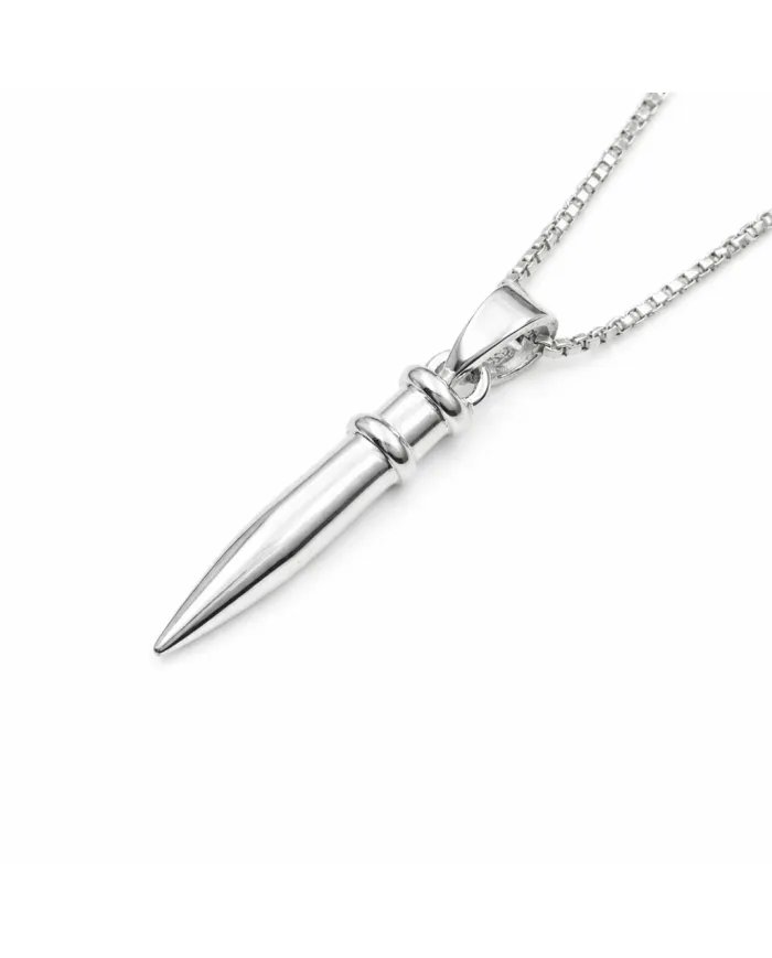 925 Silver Spike Necklace – Sleek Bullet Pendant on Chain Jewelry