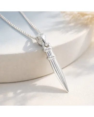 925 Silver Spike Necklace – Sleek Bullet Pendant on Chain Jewelry