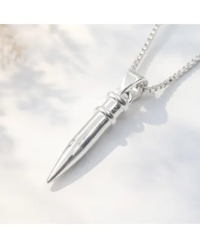 925 Silver Spike Necklace – Sleek Bullet Pendant on Chain Jewelry