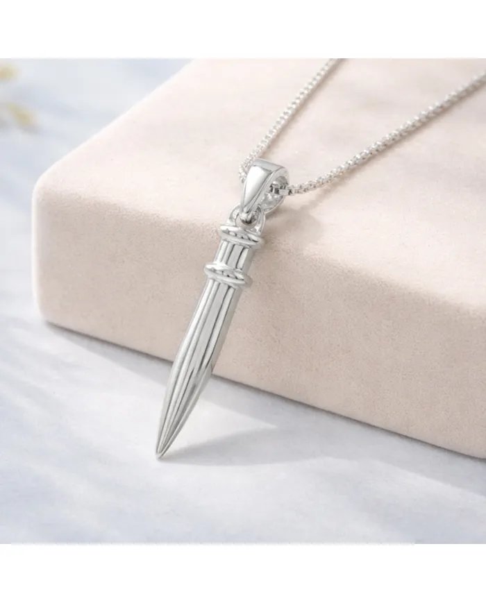 925 Silver Spike Necklace – Sleek Bullet Pendant on Chain Jewelry
