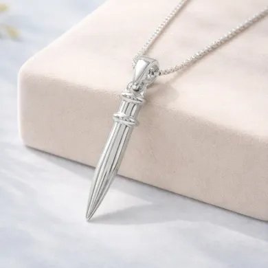 925 Silver Spike Necklace – Sleek Bullet Pendant on Chain Jewelry