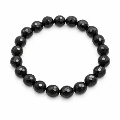 Black Onyx Beaded Stretch Bracelet Handmade Gift for Him & Her