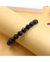 Black Onyx Beaded Stretch Bracelet Handmade Gift for Him & Her