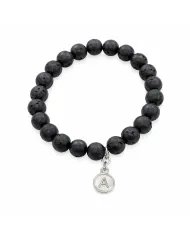 Apatite Bead Bracelet - 925 Silver Initial A Charm for Her & Him