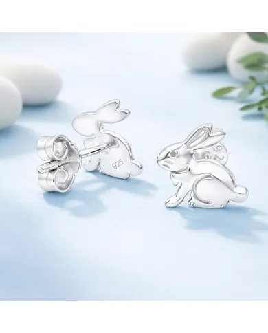 925 Silver Bunny Studs - Cute Animal Jewelry Gift for Women