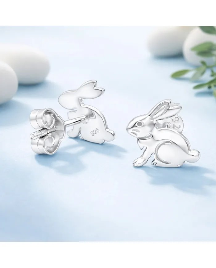 925 Silver Bunny Studs - Cute Animal Jewelry Gift for Women