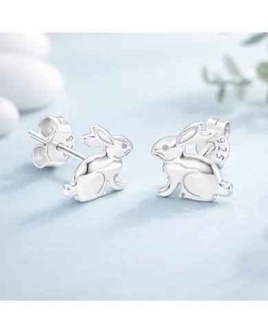 925 Silver Bunny Studs - Cute Animal Jewelry Gift for Women